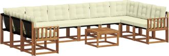 vidaXL Conjunto De Sof&aacute;s De Exterior 11 Uds. Natural Y Crema Vidaxl