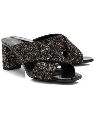 Saint Laurent Womens Leather Glitter Loulou Mule Sandal (Authentic Pre-Loved)