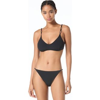 Michael Kors Oval Link Crepe Solids Bralette Top in Black at Nordstrom, Size X-Small