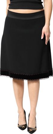 Dolce & Gabbana Black Mid Waist A-line Knee Length Womens Skirt