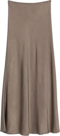 Fabiana Filippi Maxirok in schuine snit - Dames - Maxi Rokken - Bruin - 2XS - Satijn - Rokken