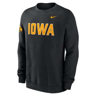 Nike Iowa Sideline Club Nike Mens College Pullover Crew in Black | 02TT00AIA-R0M