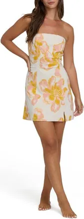 Billabong Floral Trippin Strapless Minidress in Salt Crystal at Nordstrom, Size X-Large