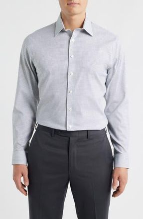 Nordstrom Trim Fit Geometric Print Premium Performance Dress Shirt in Navy- Pink Caymus Geo at Nordstrom Rack, Size 15 - 32/33