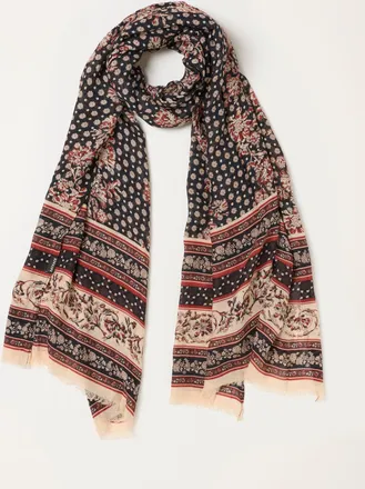 Fat Face FatFace Black Linear Floral Lightweight Scarf