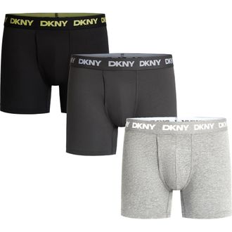 DKNY 3-Pack Stretch Cotton Boxer Briefs in Jet /black Lime Punch/Greyhtr at Nordstrom, Size Xx-Large