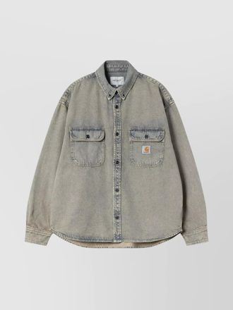 Carhartt Work in Progress leather shirt jacket with dual chest pockets