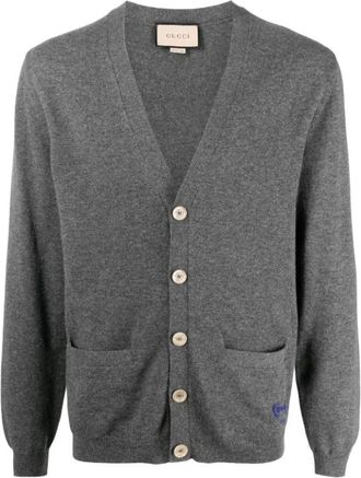 Gucci Horsebit-detail kasjmier Cardigan - Heren - Vesten - Grijs - 2XL - Kasjmier - Truien & Vesten