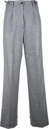 Kiton Pantalone - Dames - Wijde Broeken - Grijs - XS - Wol - Broeken
