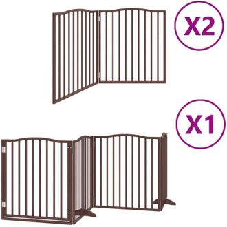vidaXL Puerta De Perros Plegable 8 Paneles Madera &Aacute;lamo Marr&oacute;n 640 Cm Vidaxl