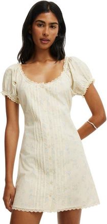 Cotton On Womens Emma Babydoll Mini Dress in Jenna Ditsy Vanilla Glow at Nordstrom, Size 4