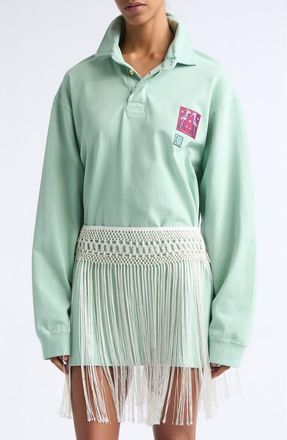 Conner Ives Neon Organic Cotton Rugby Shirt in Seafoam at Nordstrom, Size X-Large