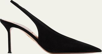 Aquazzura 85mm Voltaire Suede Slingback Pumps