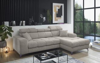 ED EXCITING DESIGN Ecksofa »Sydney L-Form« mit Bettfunktion, Bettkasten, Kopfteilverstellung & 2 Zierkissen