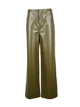 Isabelle Blanche Wide-Leg Polyurethane Trousers with High Waist