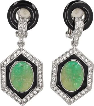 Kenneth Jay Lane Orecchini a clip Jade - Argento