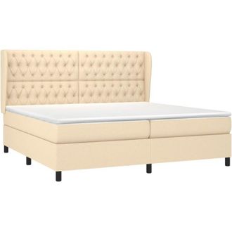 vidaXL Vidaxl - Cama Box Spring Con Colch&oacute;n Tela Color Crema 200x200 Cm