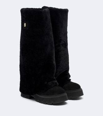 Bogner Turin shearling and suede knee-high boots