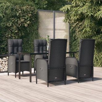 vidaXL Set De Muebles Jard&iacute;n 5 Pzas Con Cojines Rat&aacute;n Sint&eacute;tico Negro Vidaxl