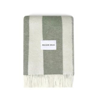 Maison Deux Rough Stripe Blanket in Medium Green at Nordstrom
