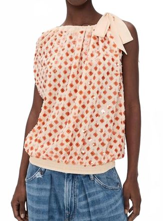 Essentiel Jocelyn Sequin Smocked Top In Orange