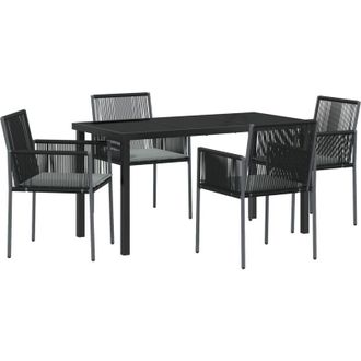 vidaXL Conjunto De Comedor De Jard&iacute;n 5 Pcs Negro Polirat&aacute;n Vidaxl