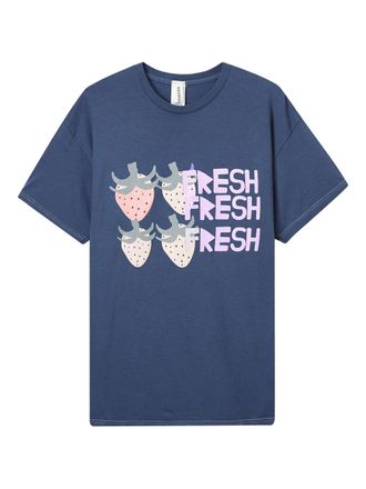 Westfall strawberry-graphic T-shirt - men - Cotton - L - Blue