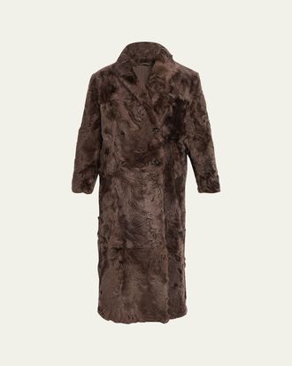Brunello Cucinelli Capretta Double-Breasted Shearling Coat