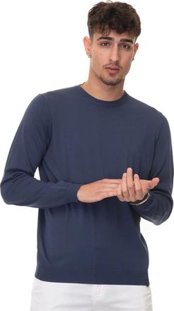 Fay Ultralichte katoenen trui met logo - Heren - Sweatshirts - Blauw - L - Katoen - Hoodies & sweatvesten