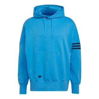 adidas Mens adidas originals Solid Color Logo Drawstring Hooded Pullover Long Sleeves Blue HM1872