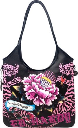 Ed Hardy Ed Hard Womens Faux Leather Tote Bag, Black/Print, One Size