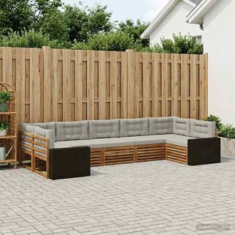 vidaXL Vidaxl Set Di Divani Da Esterno 7 Pz Naturale E Grigio Chiaro