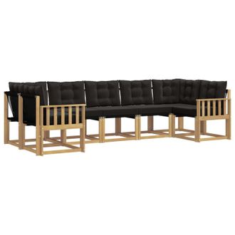 vidaXL Conjunto De Sof&aacute;s De Exterior Con Coj&iacute;n 7 Pcs Blanco Y Negro Vidaxl