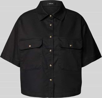 OPUS Relaxed Fit Bluse aus Baumwoll-Mix mit Leinen-Anteil Modell Fringo in BLACK, Gr&ouml;&szlig;e 36