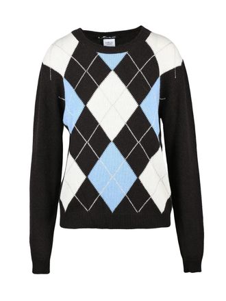Pennyblack Brown Crewneck Pullover with Classic Argyle Pattern