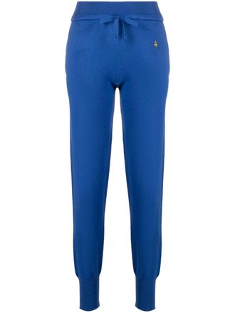 Vivienne Westwood Orb logo-embroidered track paints - women - Cashmere/Organic Cotton - L - Blue