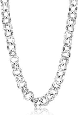 Pompeii3 Mens Steel Single Tone 10mm Double Circle Link Flexible 22 Necklace