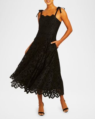 Mestiza New York Cataleya Scalloped Floral Lace Midi Dress