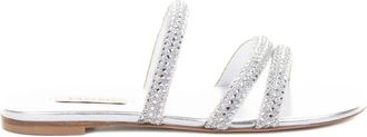 Casadei crystal-embellished sandals - women - glass/CALFSKIN/CALFSKIN/CALFSKIN - 40 - Silver