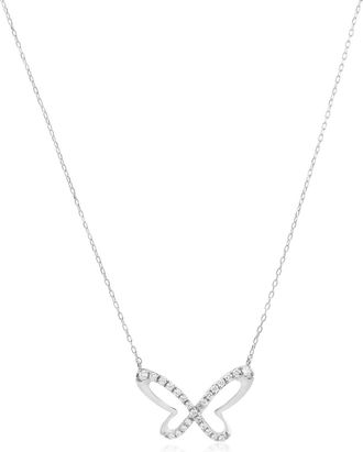 The Lovery Large Diamond Butterfly Cutout Necklace 14K White Gold