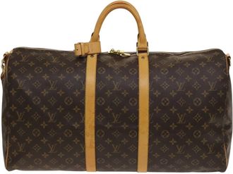 Louis Vuitton Keepall Bandouliere 55 Brown Canvas Travel Bag (Pre-Owned)