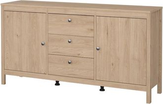 Tvilum Madrid 59-inch Wide 3-Drawer and 2 Door Sideboard, Jackson Hickory