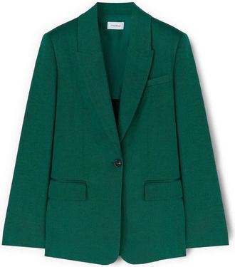 Motivi Enkelrijig blazer van linnenmix - Dames - Blazers - Groen - S - Linnen - Jassen