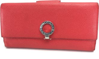 Bulgari Bvlgari Bvlgari Red Color Leather Long Wallet (Bi-Fold) (Pre-Owned)