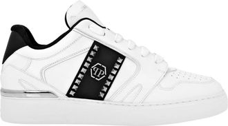 Philipp Plein Nappa Leather Lo-Top Sneakers Studs - unisex - Sneakers - Wit - 46 EU - Leer - Schoenen