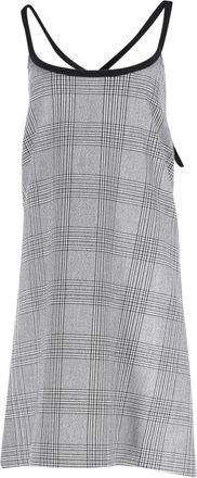 Maje geruite mini-jurk met gekruiste bandjes in grijs polyester