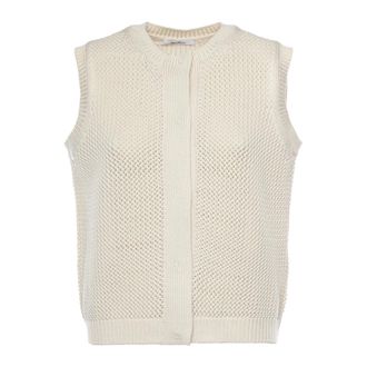 Max Mara Cardigans, female, Beige, Size: M Sleeveless Cardigan