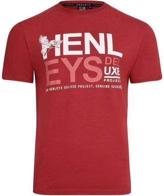 Henleys Mens Original Designer Classic Logo Crew Neck T Shirt Retro Summer Classic Breathable & Lightweight Ideal for Leisure & Summer Red M