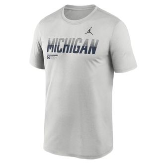 Nike Mens Michigan Sideline Legend Jordan Brand Dri-FIT College T-Shirt in Grey | 0JTI0BBMWN-7SB