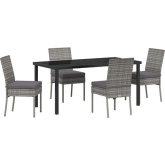 vidaXL Conjunto De Comedor De Jard&iacute;n 5 Pcs Gris Polirat&aacute;n Vidaxl